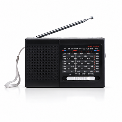 TECHNICAL PRO HN-315UA Portable 9-Band FM/AM/SW Radio with Rechargeable Li-ion Battery, USB, Micro TF Card & MP3 Player