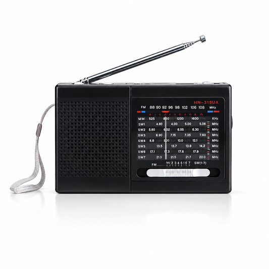 TECHNICAL PRO HN-315UA Portable 9-Band FM/AM/SW Radio with Rechargeable Li-ion Battery, USB, Micro TF Card & MP3 Player