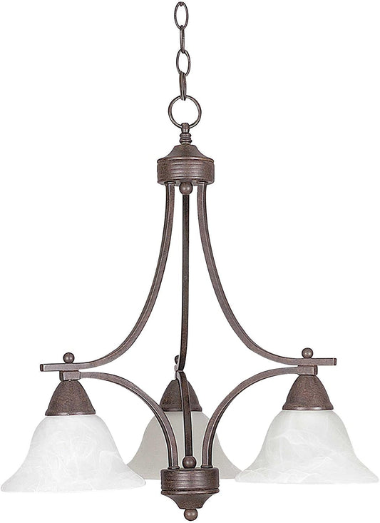 Sunset Lighting 3-Light Chandelier Faux Alabaster Glass, Rubbed Bronze Finish F5160-62