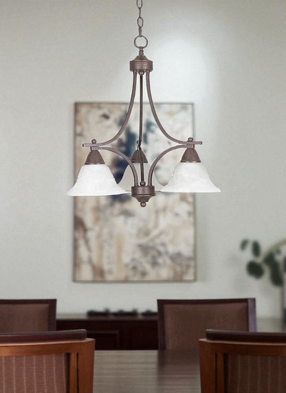 Sunset Lighting 3-Light Chandelier Faux Alabaster Glass, Rubbed Bronze Finish F5160-62
