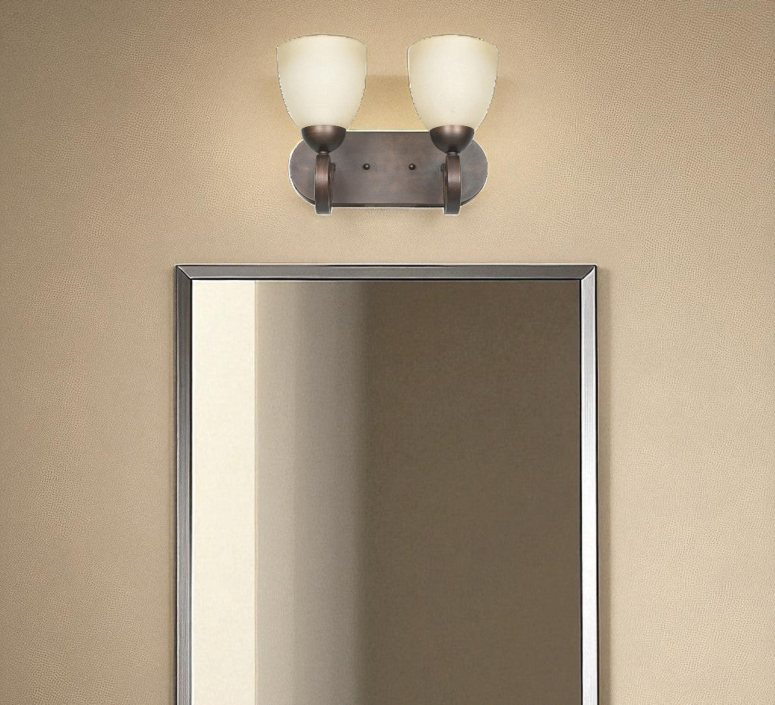 Sunset Lighting 2-Light 100W Vanity w/ Buttercup Glass, Tique Finish F5272-26