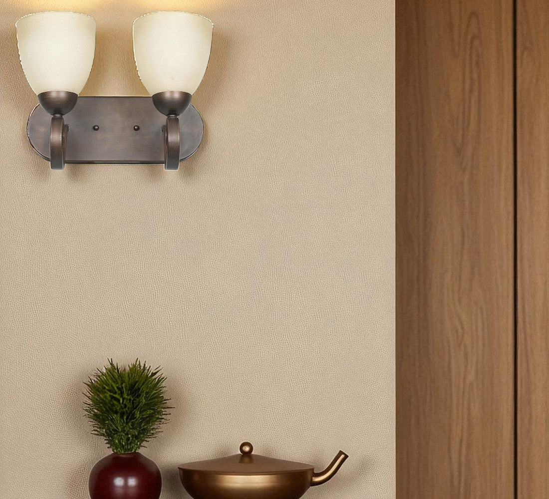 Sunset Lighting 2-Light 100W Vanity w/ Buttercup Glass, Tique Finish F5272-26