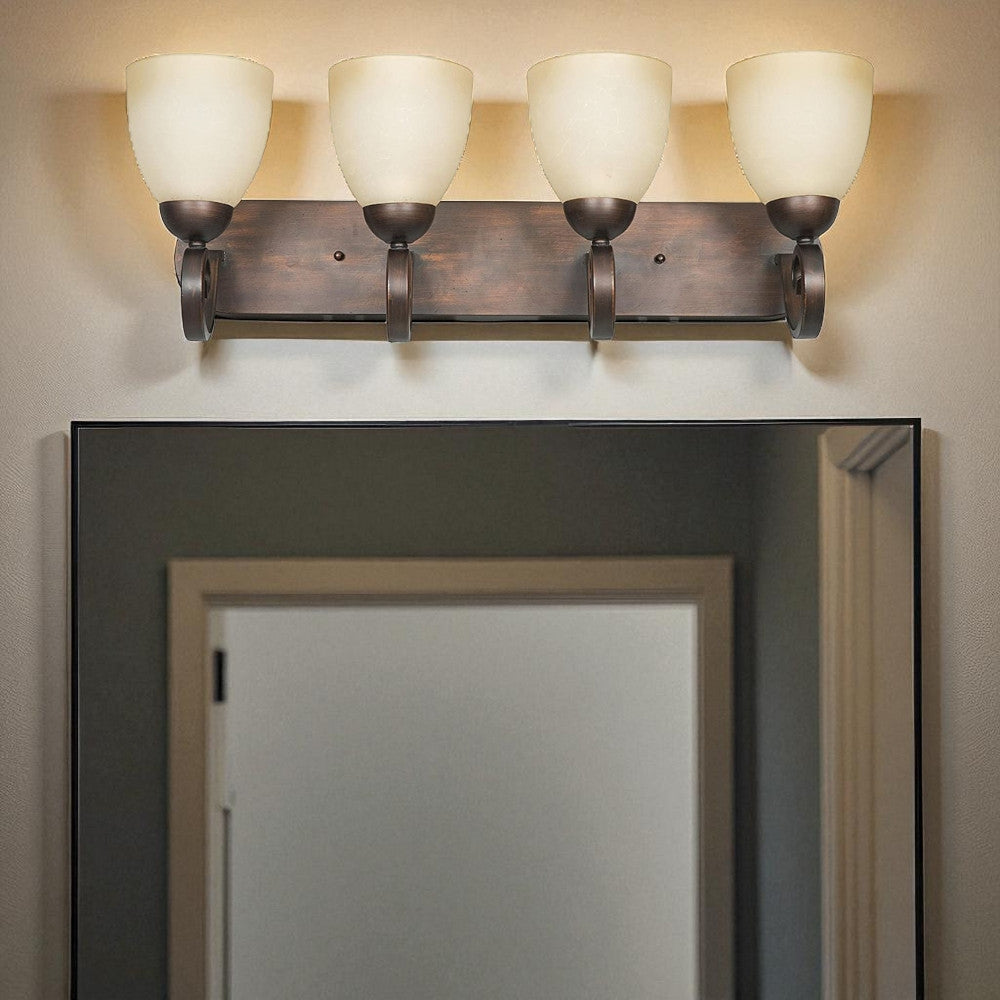 Sunset Lighting Provano 4-Light Vanity 100W w/ Buttercup Glass - Tique Finish - F5274-26