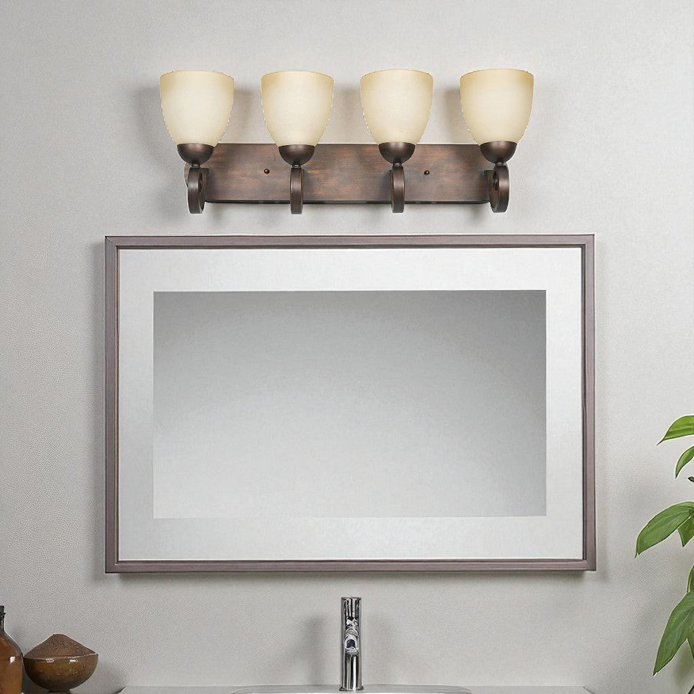 Sunset Lighting Provano 4-Light Vanity 100W w/ Buttercup Glass - Tique Finish - F5274-26