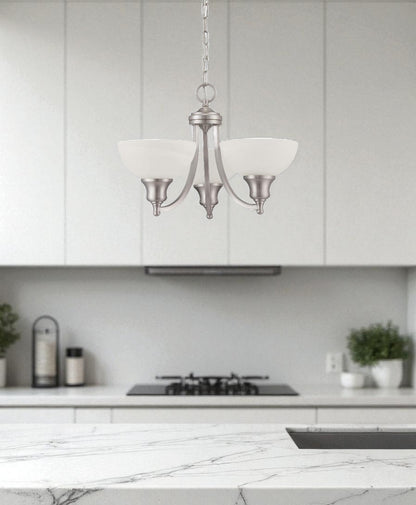 Sunset Lighting Alton 3-Light Chandelier, Faux Alabaster Glass Chrome finish F5453-15