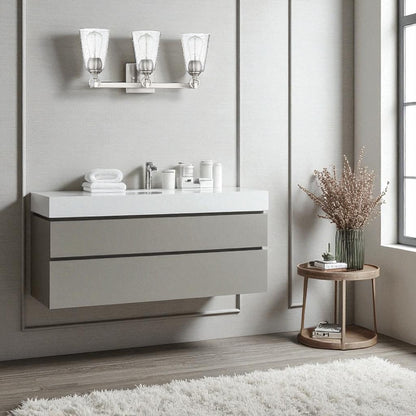 Sunset Lighting Arden 3-Light Vanity Clear Seedy Steel Round Glass 100W w/ Bright Satin Nickel Finish F7223-80