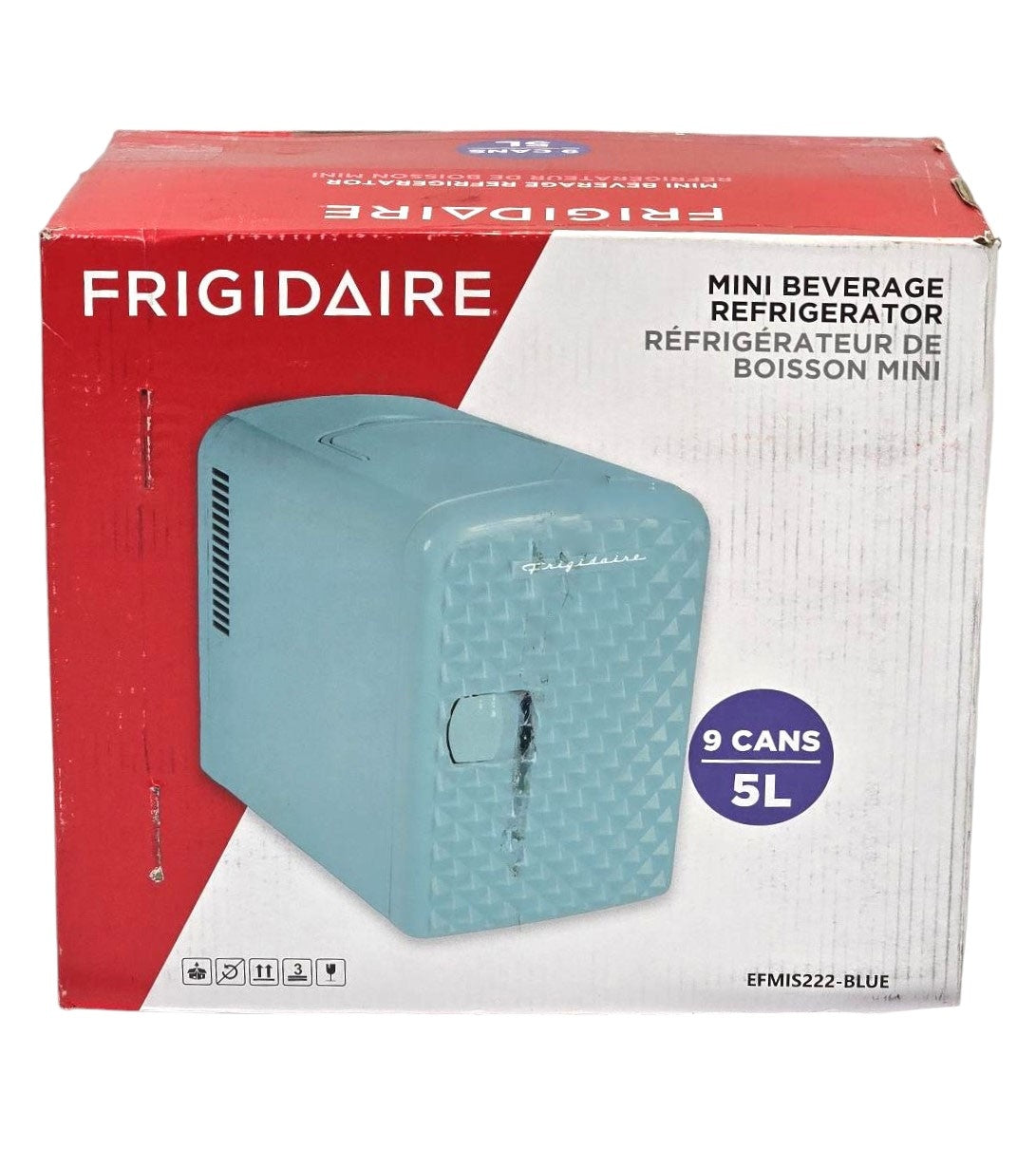 Frigidaire 9-Can 5-Liter Mini Retro Beverage Fridge Diamond Door EFMIS222-BLUE