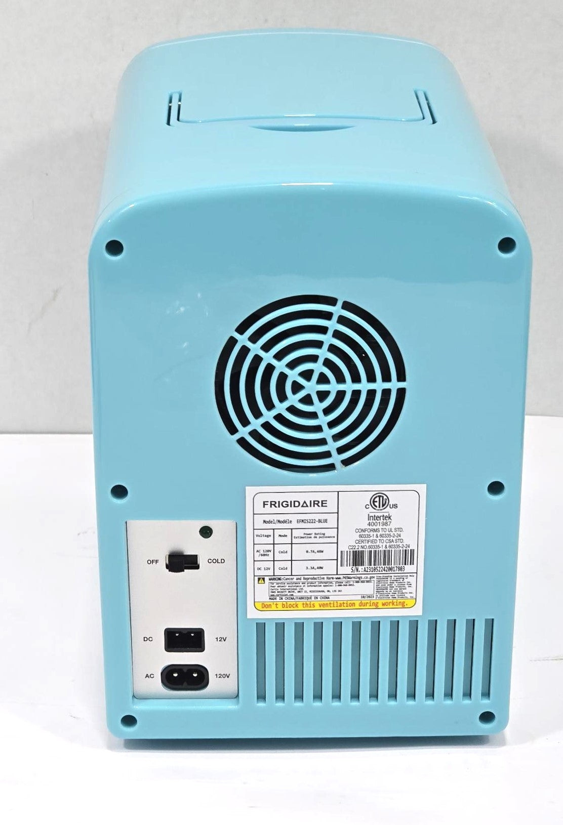 Frigidaire 9-Can 5-Liter Mini Retro Beverage Fridge Diamond Door EFMIS222-BLUE
