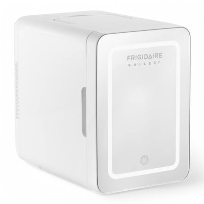 Frigidaire 12 in. 1 cu. ft. 9-Can or 6L Light Up Mini Fridge White, Cool retro design, Plugs into a 12-Volt car adapter or home outlet - EFMIS209-WHITE
