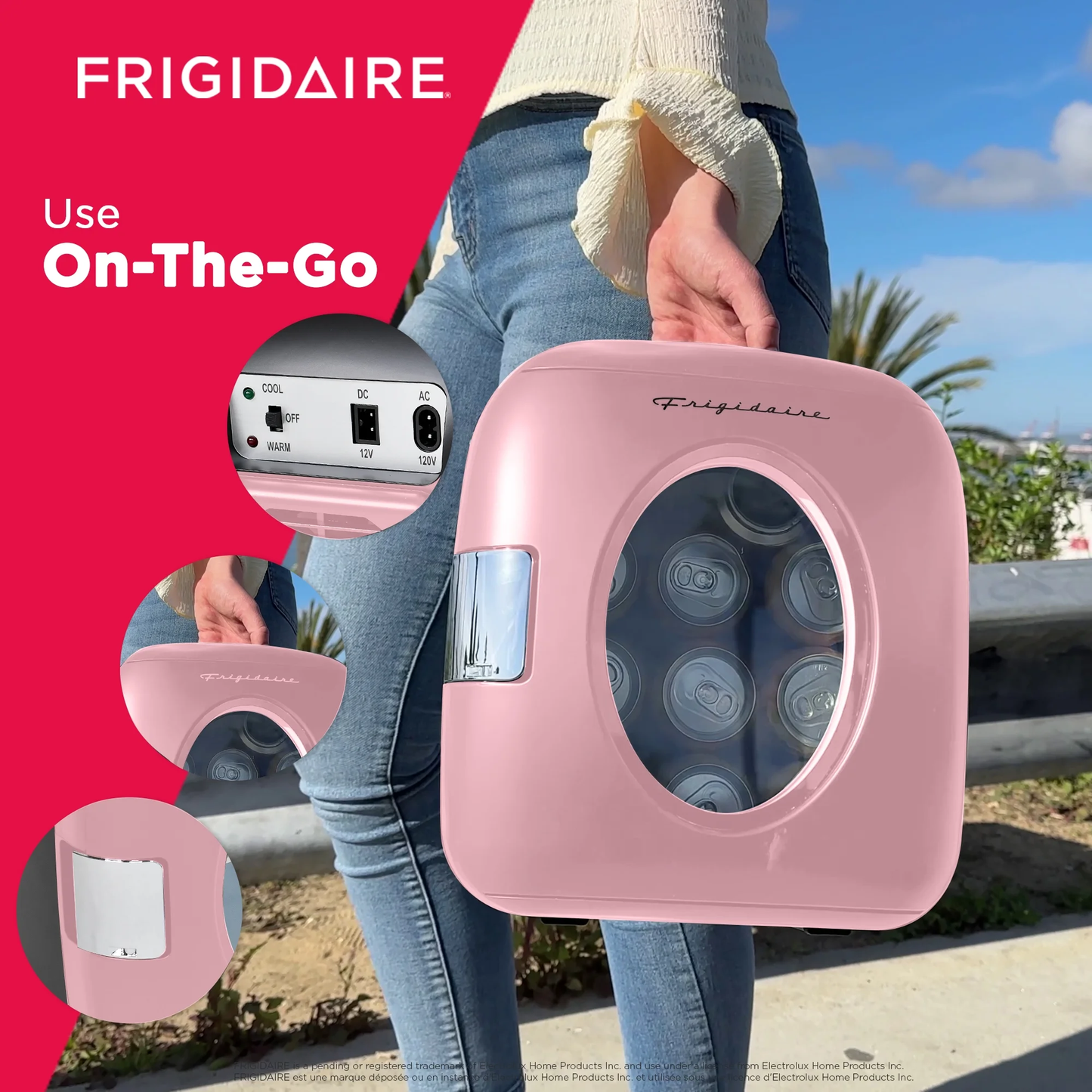 Frigidaire Portable Retro 12-Can Retro Mini Personal Fridge/Cooler EFMIS462-PINK