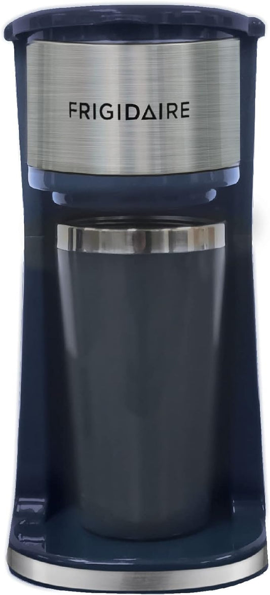 Frigidaire Stainless Steel Coffee Maker - Single Cup With Insulted Travel Mug ECMK095 with 420ml Capacity Navy