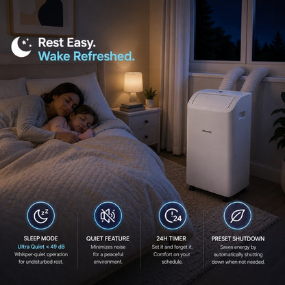 Hisense 8,000 BTU DOE/SACC (10,000 ASHRAE) 350 Sq Ft Dual Hose Smart Portable Air Conditioner with Inverter & Wi-Fi, 3-in-1 Cool, Dehumidify, and Fan Functions, 42 dB(A), Remote Control, Window Kit - HAP0825TWD