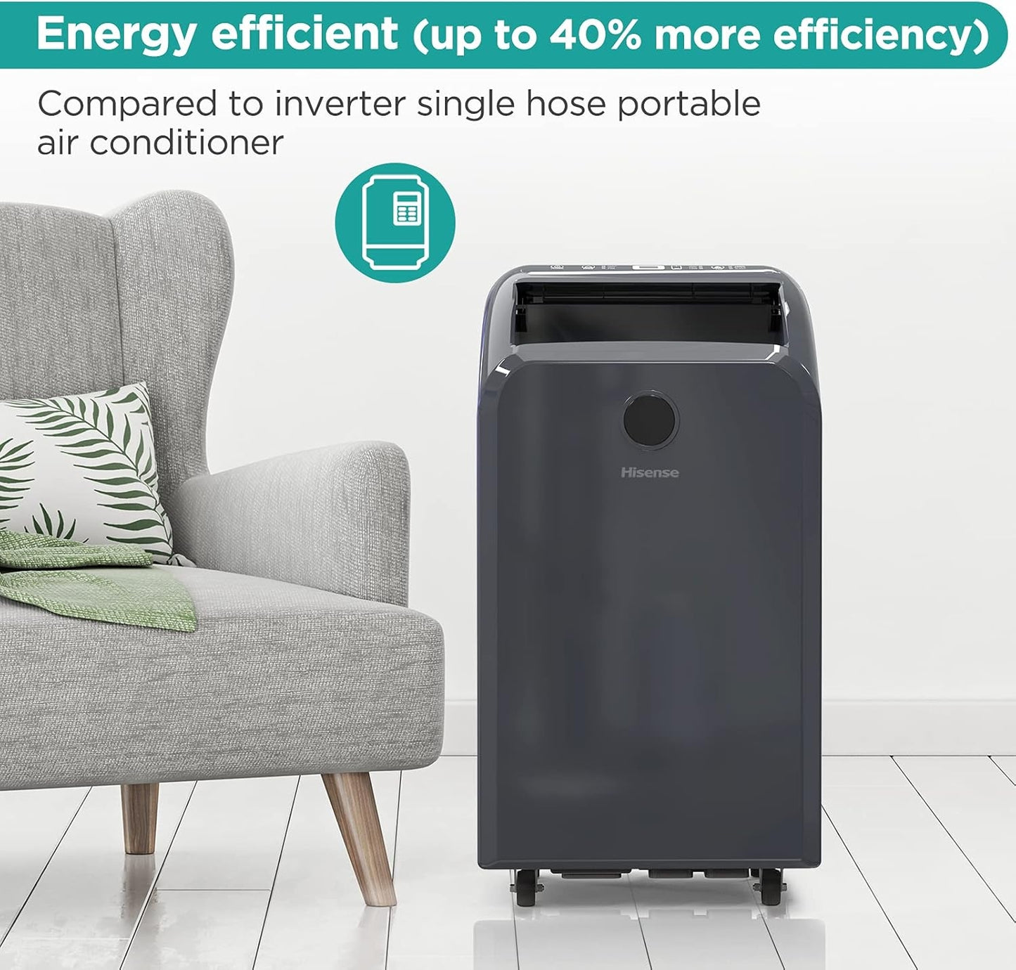 Hisense 10,000-BTU DOE Grey Vented Portable AC 115v w/ Remote Cools 550-sq ft AP1021TR1GD