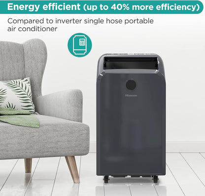 Hisense 10,000-BTU DOE Grey Vented Portable AC 115v w/ Remote Cools 550-sq ft AP1021TR1GD