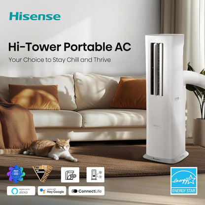 Hisense 8,000 BTU SACC Inverter Portable AC Smart with Heat Pump- Dual Hose Tower API0825UW1D