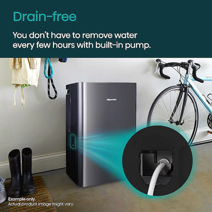 Hisense 50-Pint Capacity, 4500 sq. ft. Coverage, Built-In Pump Dehumidifier, Drain Free Hose, Energy Efficient - DH5024KP1G