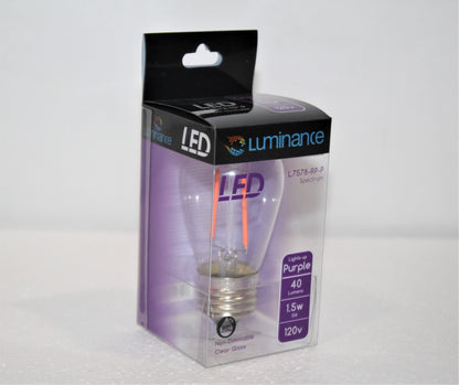 Luminance A19 Non-Dimmable E26 LED 1.5W Light S14 Bulb Purple L7578-RP-P