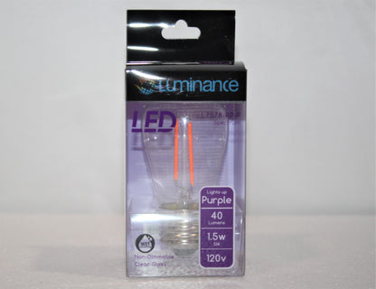 Luminance A19 Non-Dimmable E26 LED 1.5W Light S14 Bulb Purple L7578-RP-P