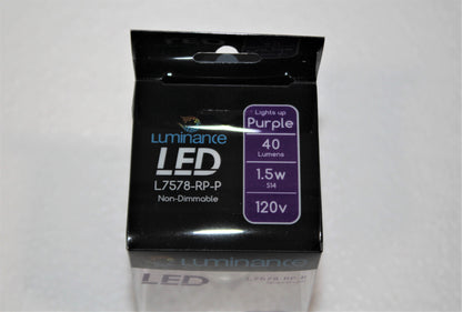 Luminance A19 Non-Dimmable E26 LED 1.5W Light S14 Bulb Purple L7578-RP-P