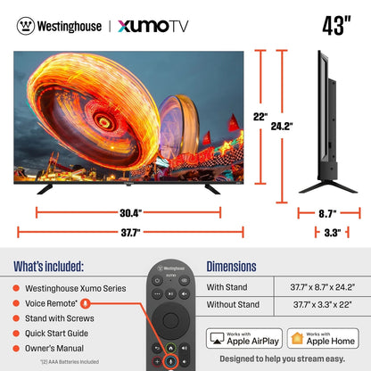 Westinghouse 43" Smart Roku TV 4K UHD XUMO WX43UX4800