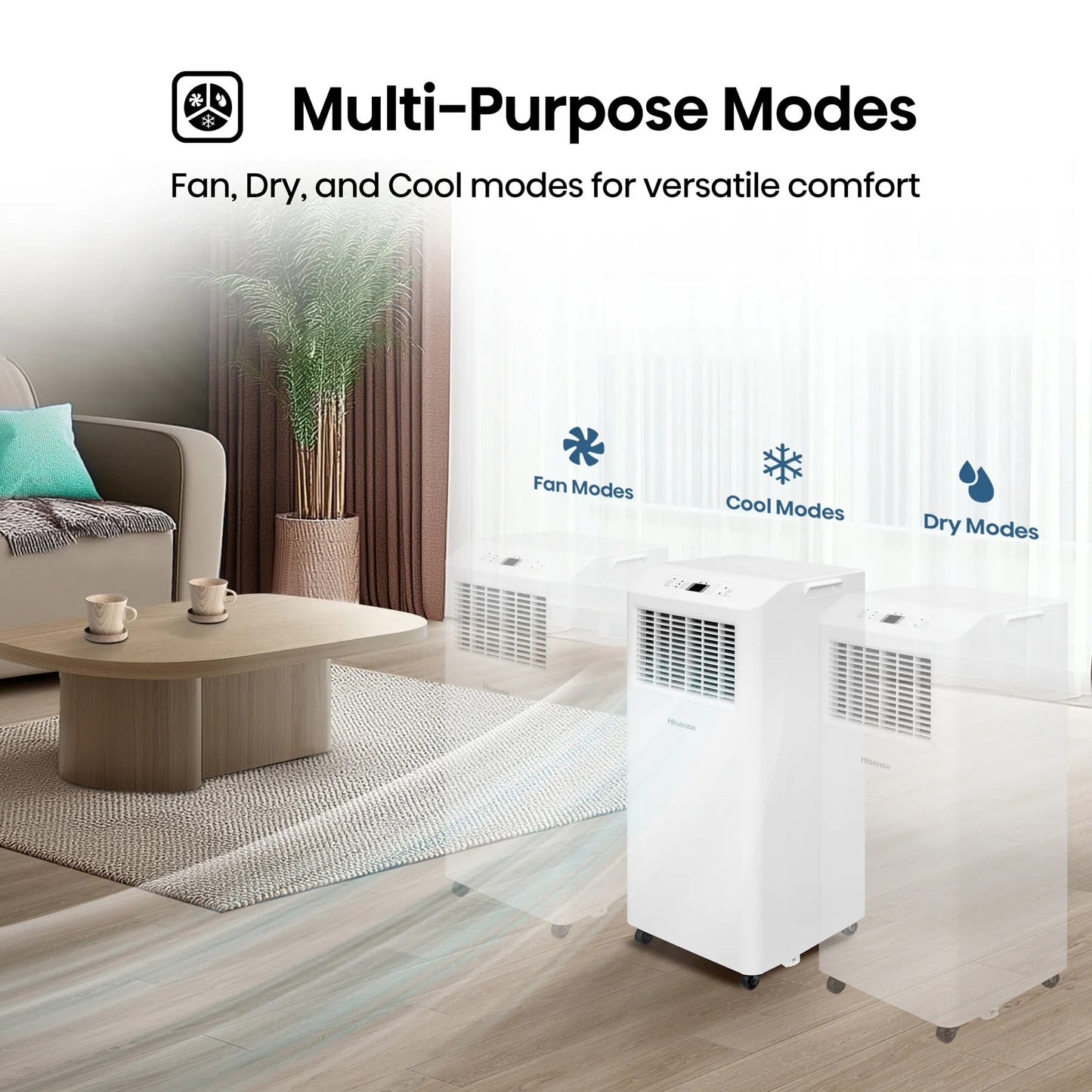 Hisense 5000 BTU (DOE) 115-Volt 150 sq. ft. Vented Small Room Portable Air Conditioner, Remote control - AP0525CR1W