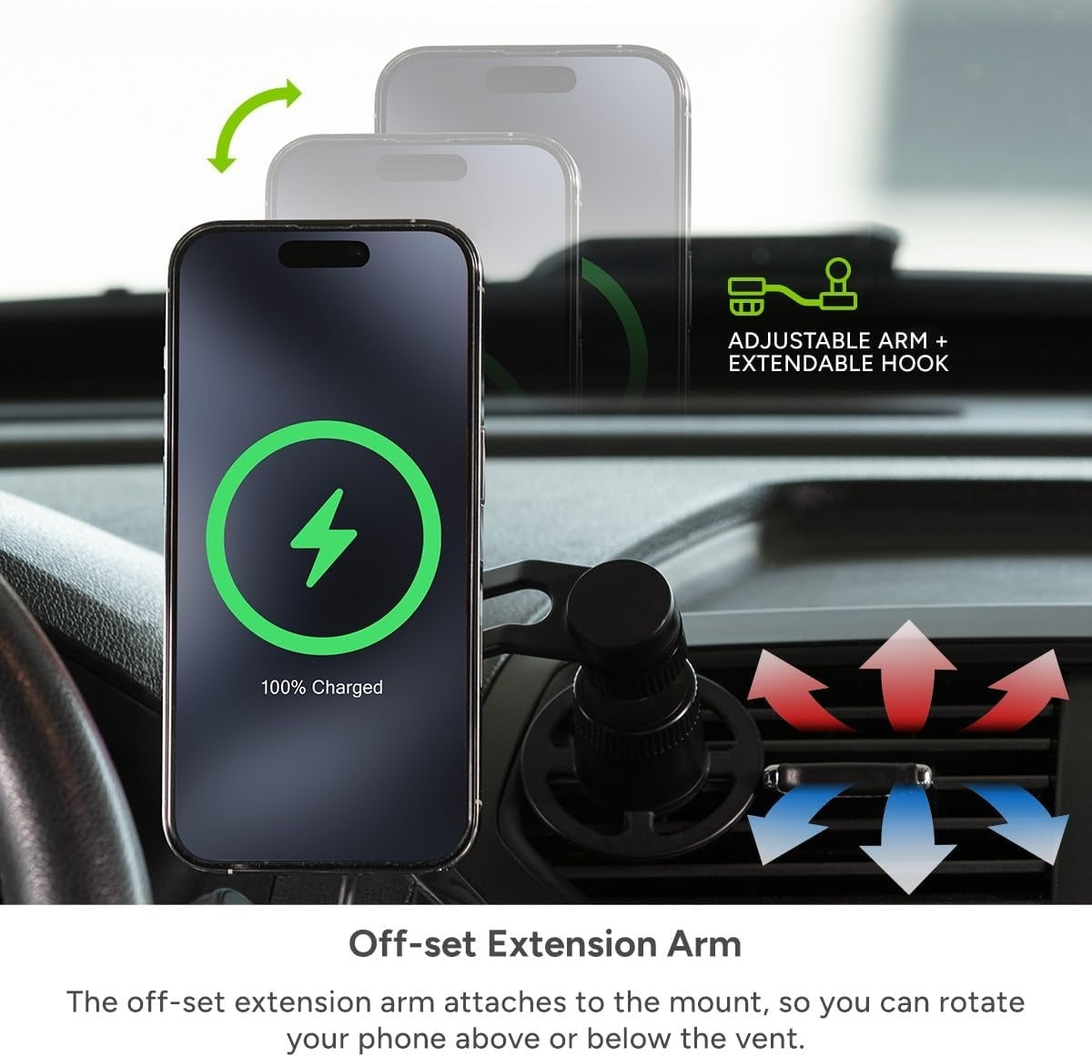 Mophie Snap+ Wireless Charging Car Vent Mount Black SNP-WRLS-VNTMNT