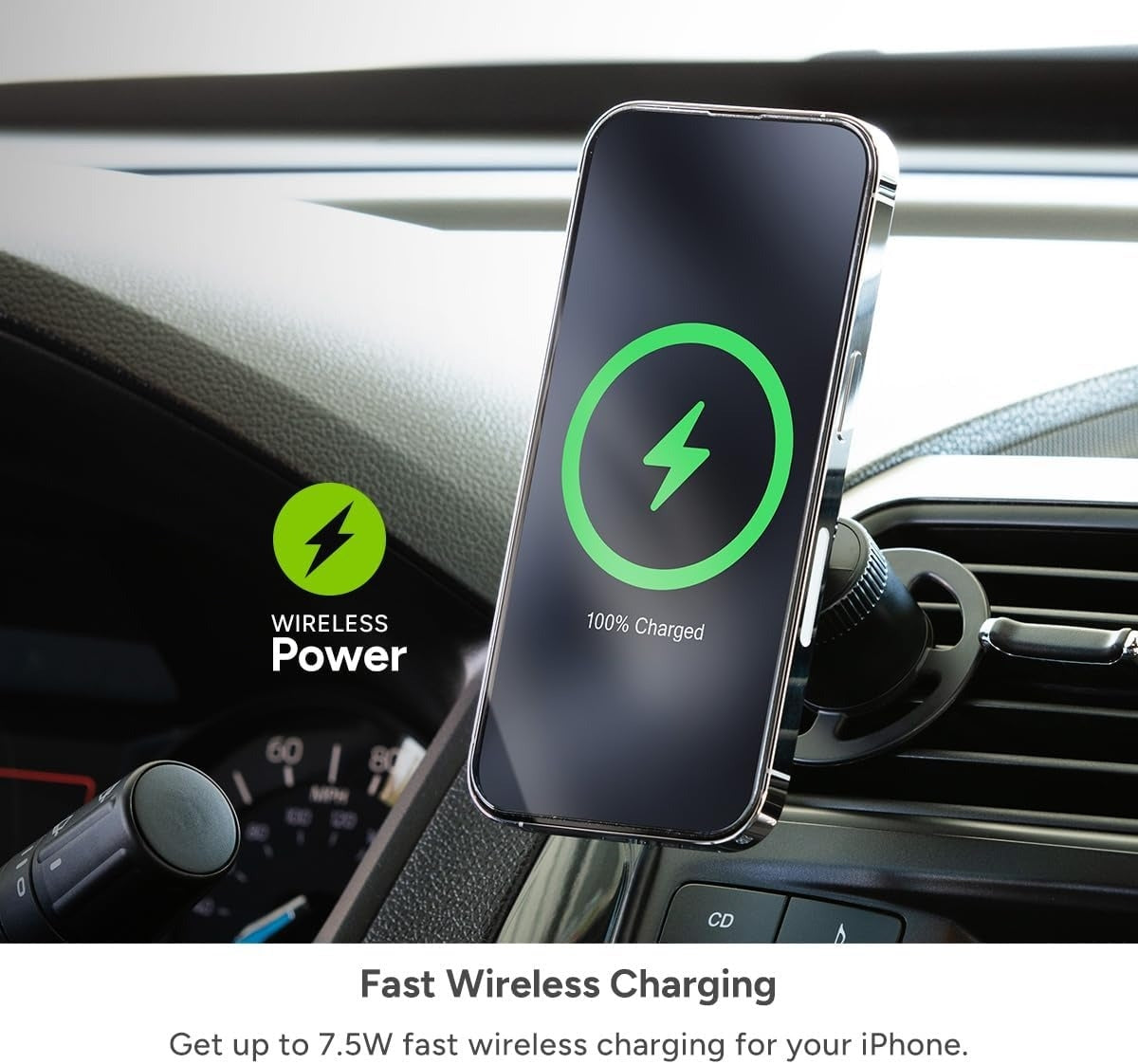 Mophie Snap+ Wireless Charging Car Vent Mount Black SNP-WRLS-VNTMNT