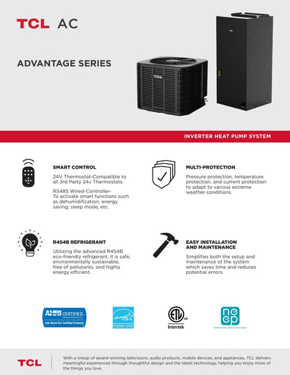 TCL H36TDH18XAC 36K Advantage Inverter Heat Pump Outdoor Unit - 208-230V, single-phase, 60Hz system