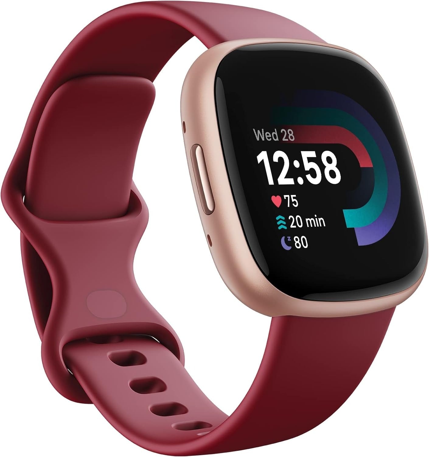 Fitbit Versa 4 Fitness Smartwatch Bundle - Beet Juice/Copper Rose FB523RGRDS