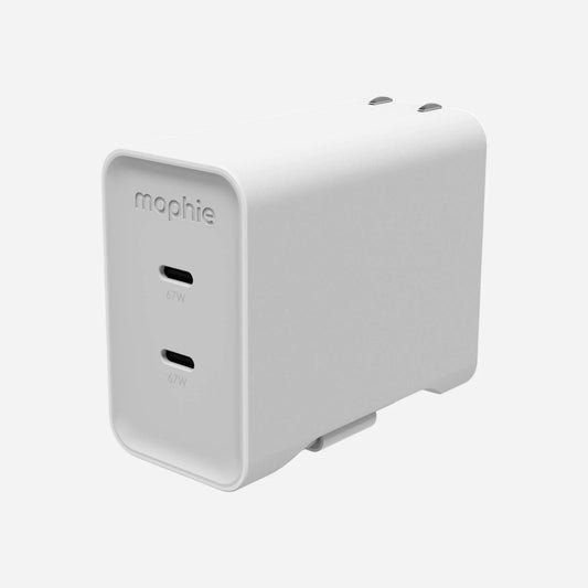 Mophie 67W USB-C PD GaN Wall Charger Bundle w/ 2M USB-C to USB-C Cable | Dual Port Fast Charging
