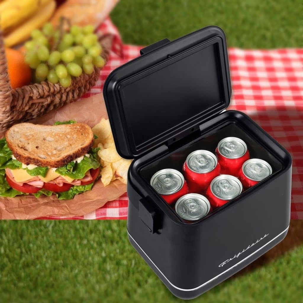 Frigidaire 6-Can Retro Top-Opening Portable Beverage Mini Fridge/Cooler EFMIS308-BLACK Certified Refurbished