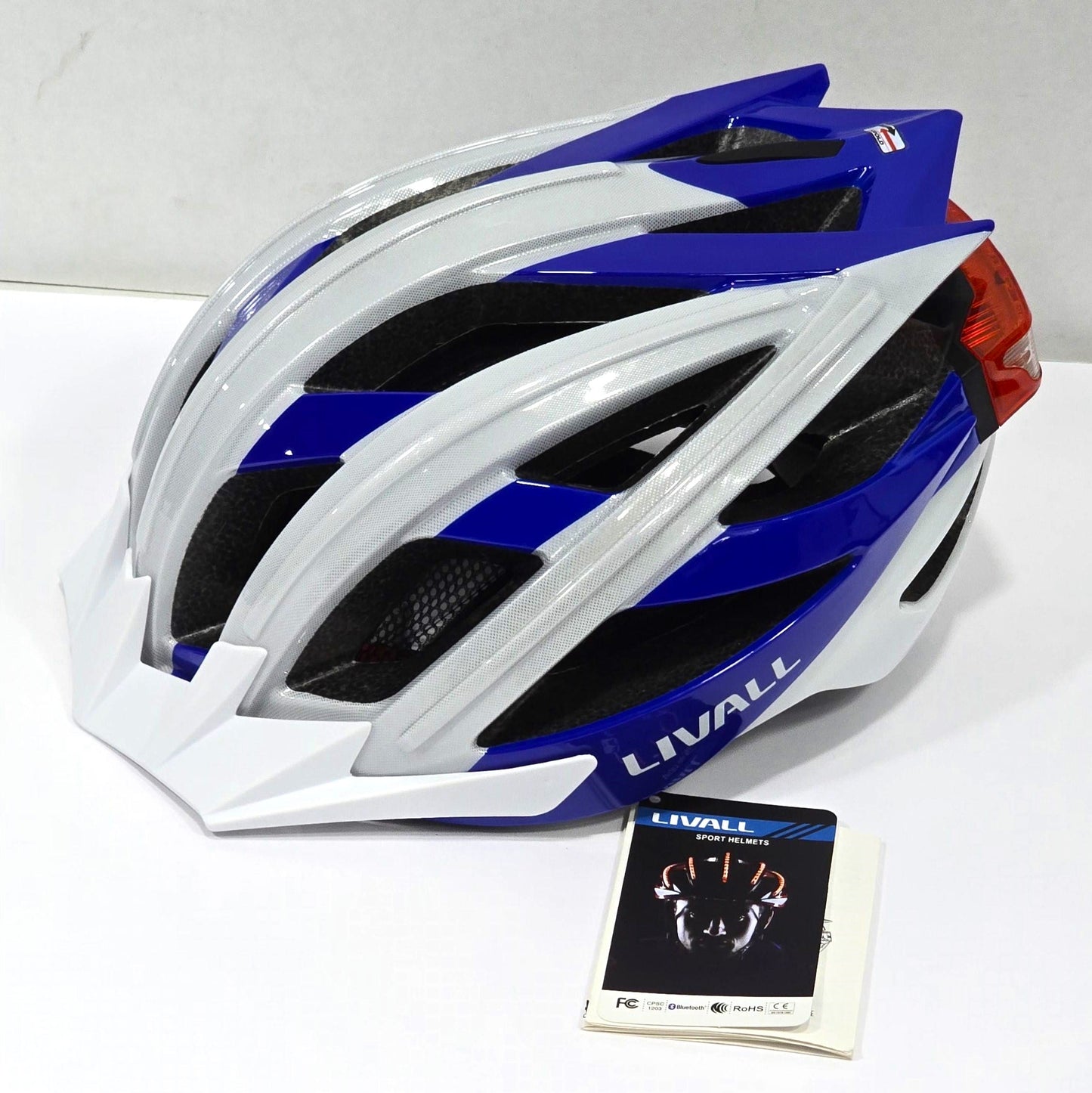 Livall BH100 Bling Biking Cycling Smart Helmet w Volume Control LED Turn Signals, Blue, Large BH100-15007