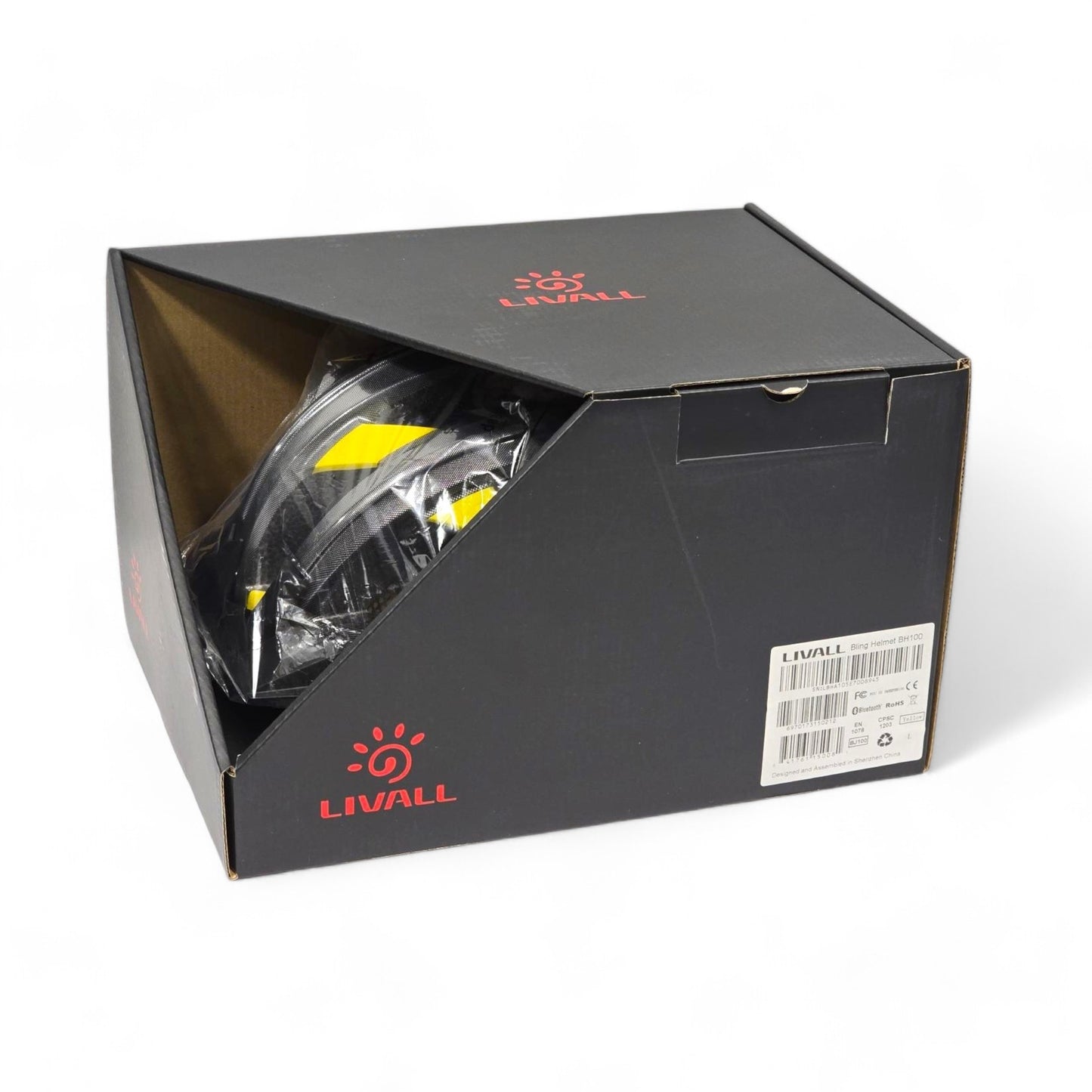 Livall BH100 Bling Biking Cycling Smart Helmet w/ Volume Control LED Turn Signals Yellow Large BH100-15008
