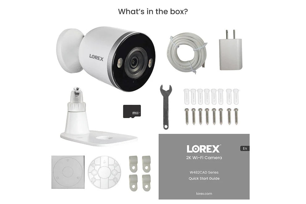 Lorex 2K Spotlight Indoor/Outdoor Wi-Fi Security Camera with 32GB SD Card, 2-Pack. BW482CAD-E