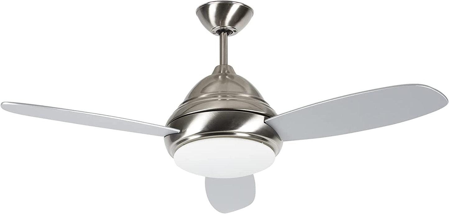 Luminance Dulcet LED Ceiling Fan 44" Modern Fixture 3-Blades Stainless Steel 44DUL3ST-LED
