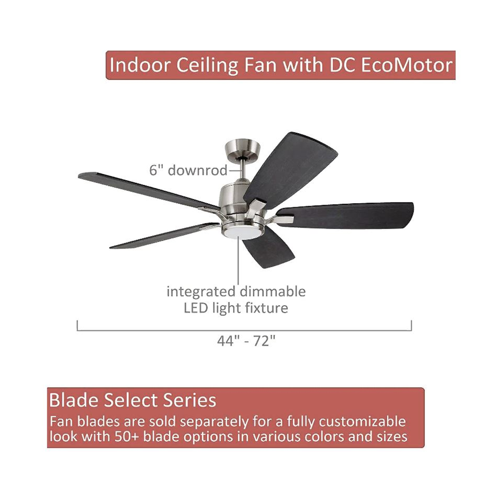 Luminance Kathy Ireland Ion Eco LED 60" Ceiling Fan Brushed Steel Walnut Blades