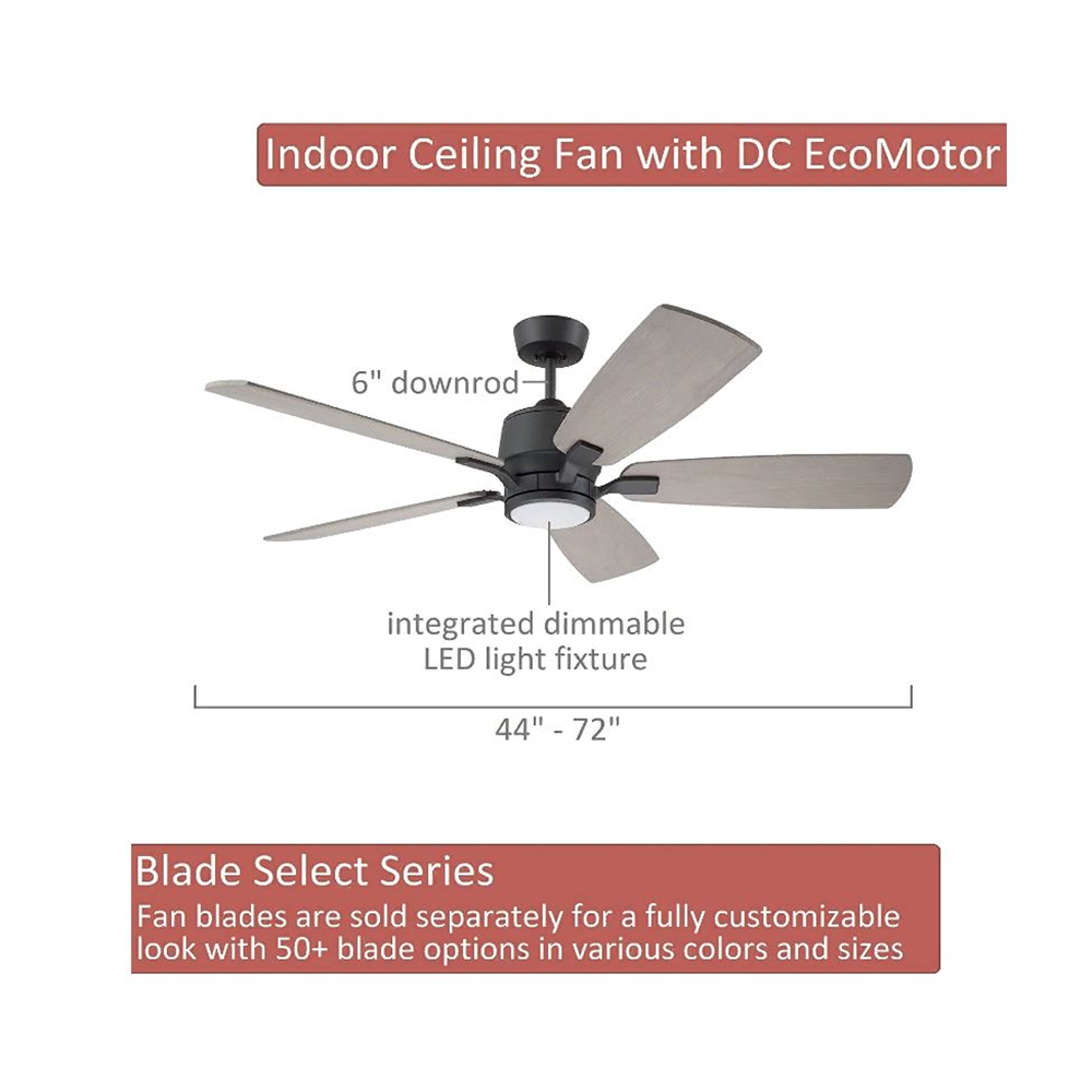 Luminance Kathy Ireland Ion Eco LED 60" Ceiling Fan DC Motor w/ Charcoal Wood Blades