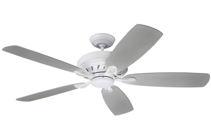 Luminance kathy ireland Home Penbrooke Eco 60in Ceiling Fan with Premium Motor | Energy Star Fixture for Home Improvement with 6-Speed Wall Control | Satin White with Timber Grey Solid Wood Blades