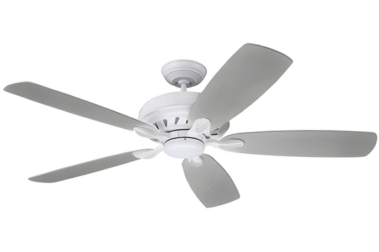 Luminance kathy ireland Home Penbrooke Eco 60in Ceiling Fan with Premium Motor | Energy Star Fixture for Home Improvement with 6-Speed Wall Control | Satin White with Timber Grey Solid Wood Blades