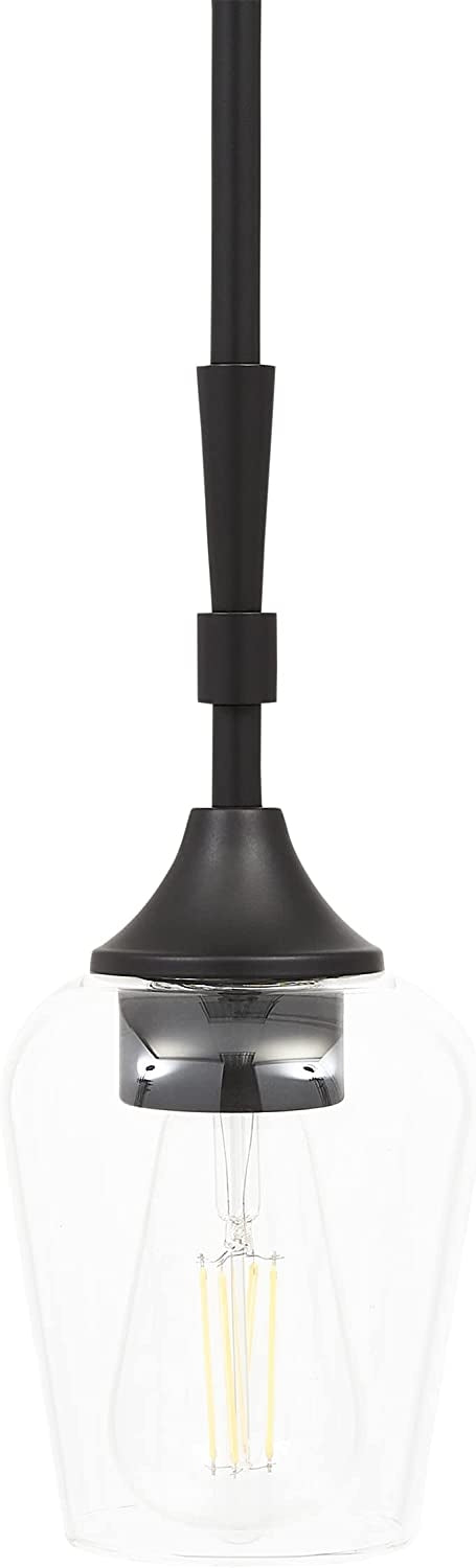 Luminance Mini Black Pendant Lighting for Kitchen Island | Hanging Ceiling Fixture Adjustable Length and Clear Glass Shade F27041-31