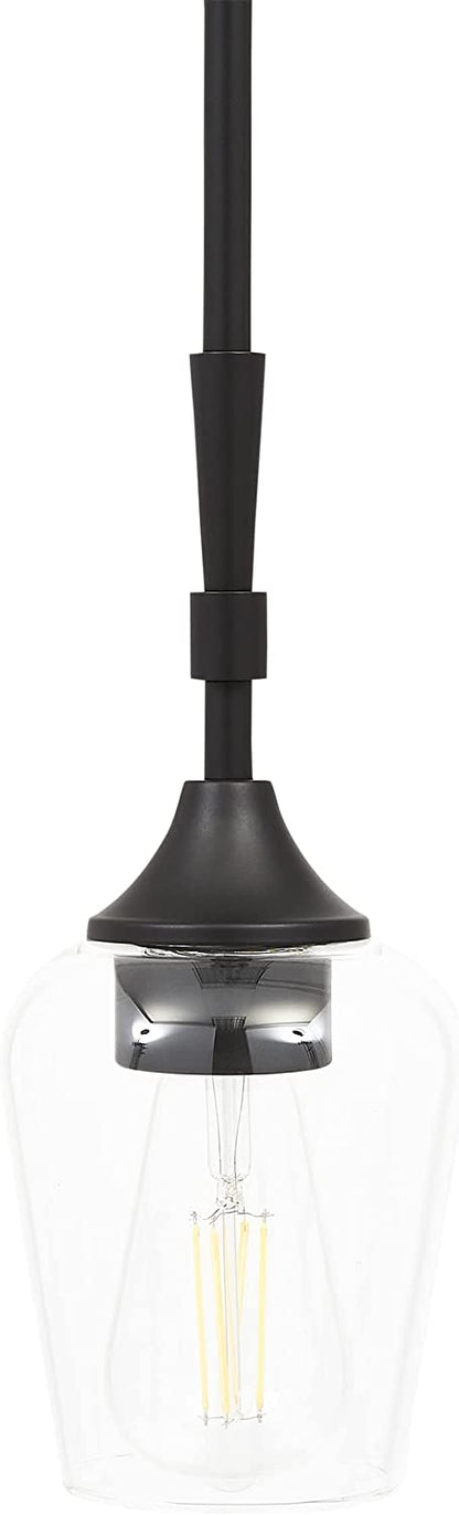 Luminance Mini Black Pendant Lighting for Kitchen Island | Hanging Ceiling Fixture Adjustable Length and Clear Glass Shade F27041-31
