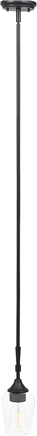 Luminance Mini Black Pendant Lighting for Kitchen Island | Hanging Ceiling Fixture Adjustable Length and Clear Glass Shade F27041-31