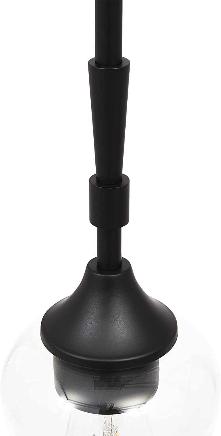 Luminance Mini Black Pendant Lighting for Kitchen Island | Hanging Ceiling Fixture Adjustable Length and Clear Glass Shade F27041-31