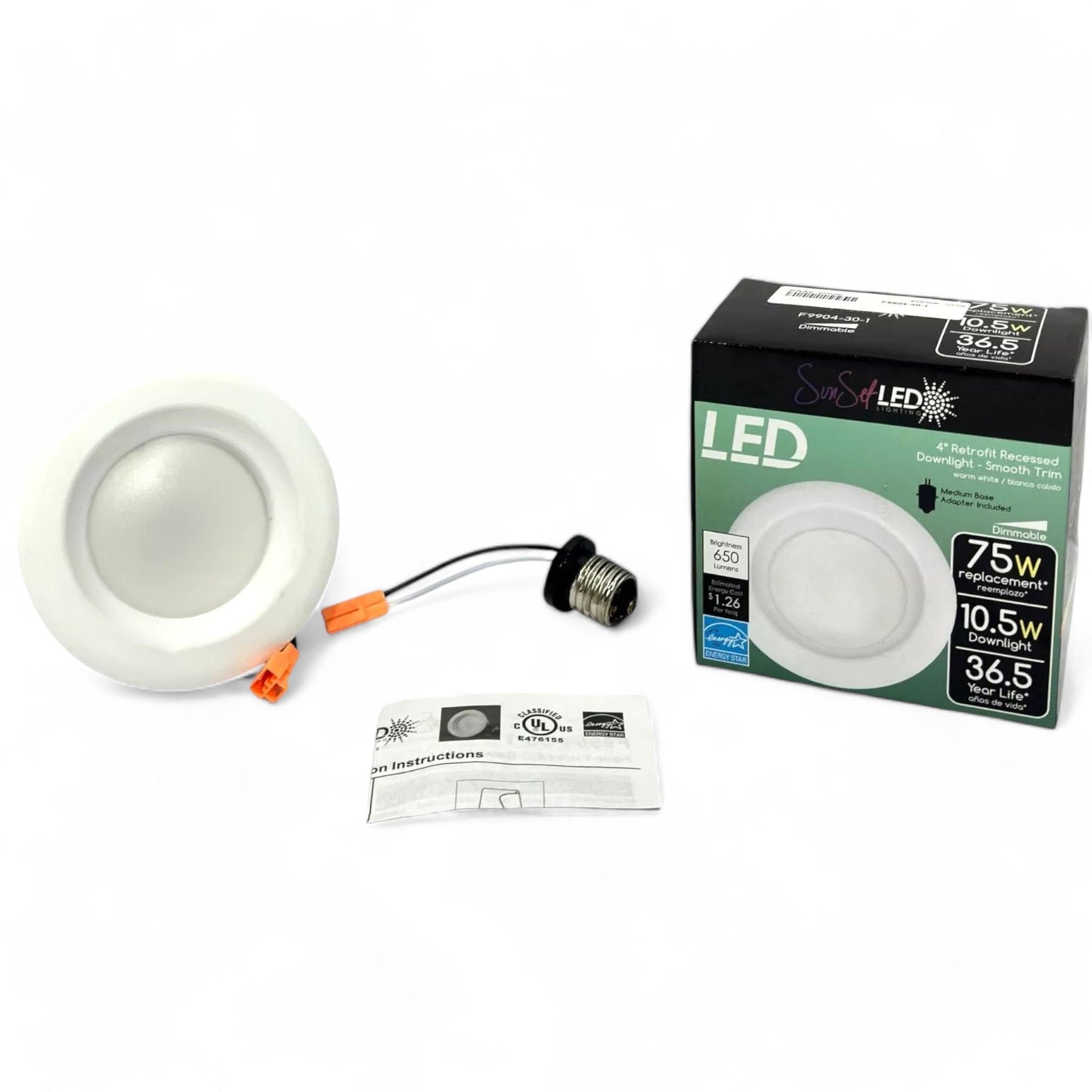 Luminance LED Down Light 4" 10.5W 650LM 3000K F9904-30-1