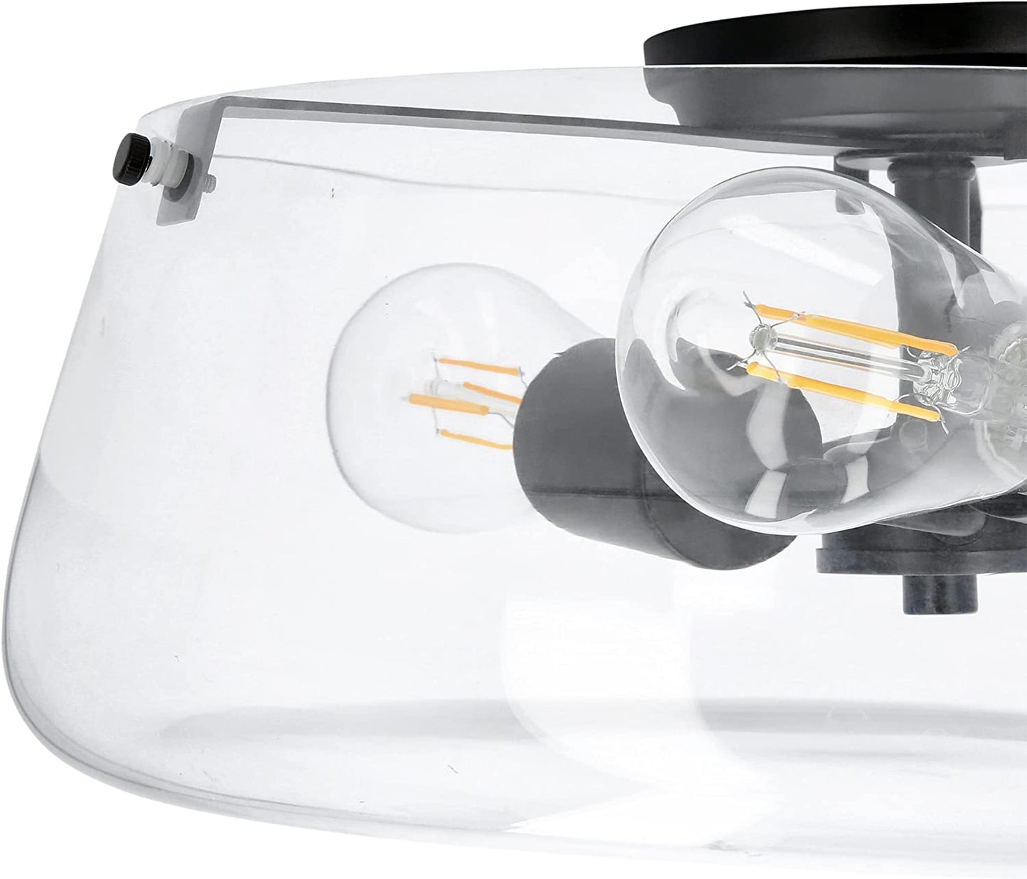 Luminance Stella Black 3 LT 100W Flush Mount Ceiling Light | Modern Metal Fixture Round Clear Glass Shade F27024-31