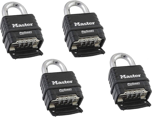 Master Lock 1178D 4-Pack 2-1/4in. ProSeries Zinc Die-Cast Resettable Combination Padlock, Black