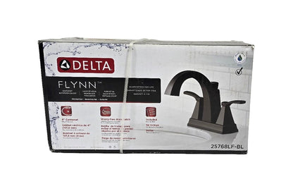 Delta Flynn Matte Black 25768LF-BL 2-Handle 4-in Centerset WaterSense Bathroom Sink Faucet with Drain