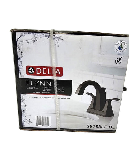 Delta Flynn Matte Black 25768LF-BL 2-Handle 4-in Centerset WaterSense Bathroom Sink Faucet with Drain