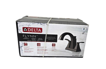 Delta Flynn Matte Black 25768LF-BL 2-Handle 4-in Centerset WaterSense Bathroom Sink Faucet with Drain