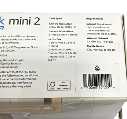 Blink 2pk Outdoor Camera with Mini 2 Camera, Weather Resistant 13' Power Adapter